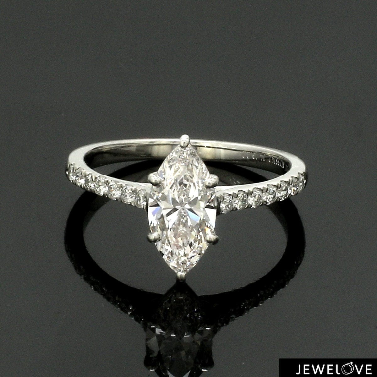 Jewelove™ Rings Women's Band only Customised Marquise Cut Solitaire Diamond Shank Platinum Lab Grown Diamond Ring JL PT 19019-LGD
