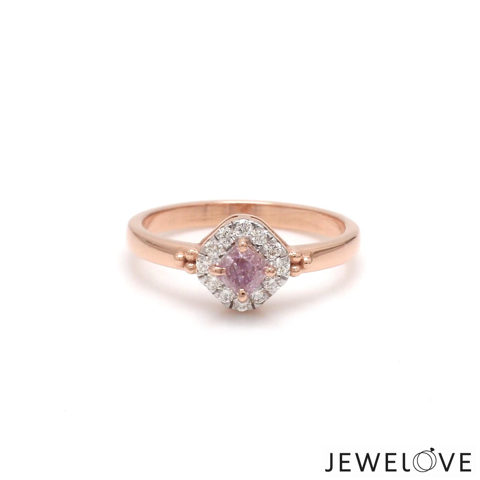 READY TO SHIP: Patricia ring in 14K rose gold, pink sapphire cushion cut  7mm, diamonds, AVAILABLE RING SIZES: 6-8 US | Eden Garden Jewelry™