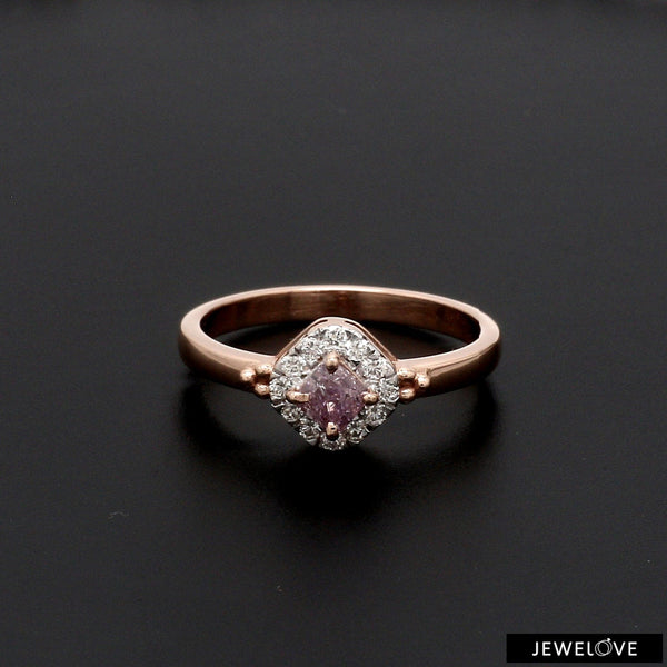 Jewelove™ Customised Natural Fancy Pink Diamond Ring in 18K Rose Gold