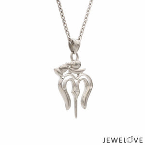 Jewelove™ Pendants Customised Plain Platinum Shiv Ji Trishul Pendant JL PT P Trishul-1
