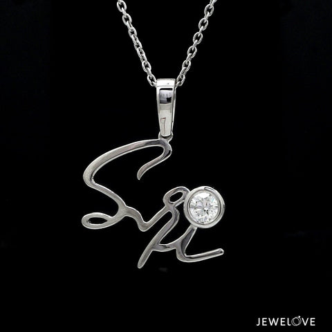50-Pointer Solitaire Customised Platinum Name Pendant JL PT P 331