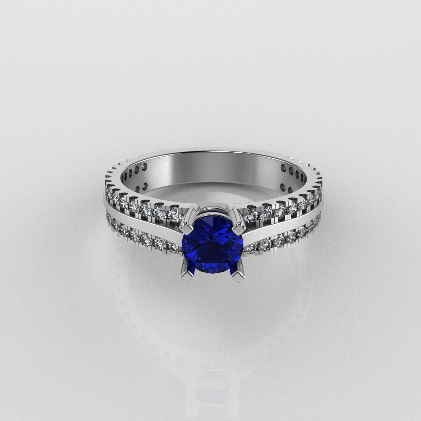 Jewelove™ Customised Platinum Ring with Synthetic white & blue stones