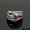 Jewelove™ Rings Women's Band only / SI IJ Customised Ruby Navratan Platinum Ring with Diamond JL PT 1356