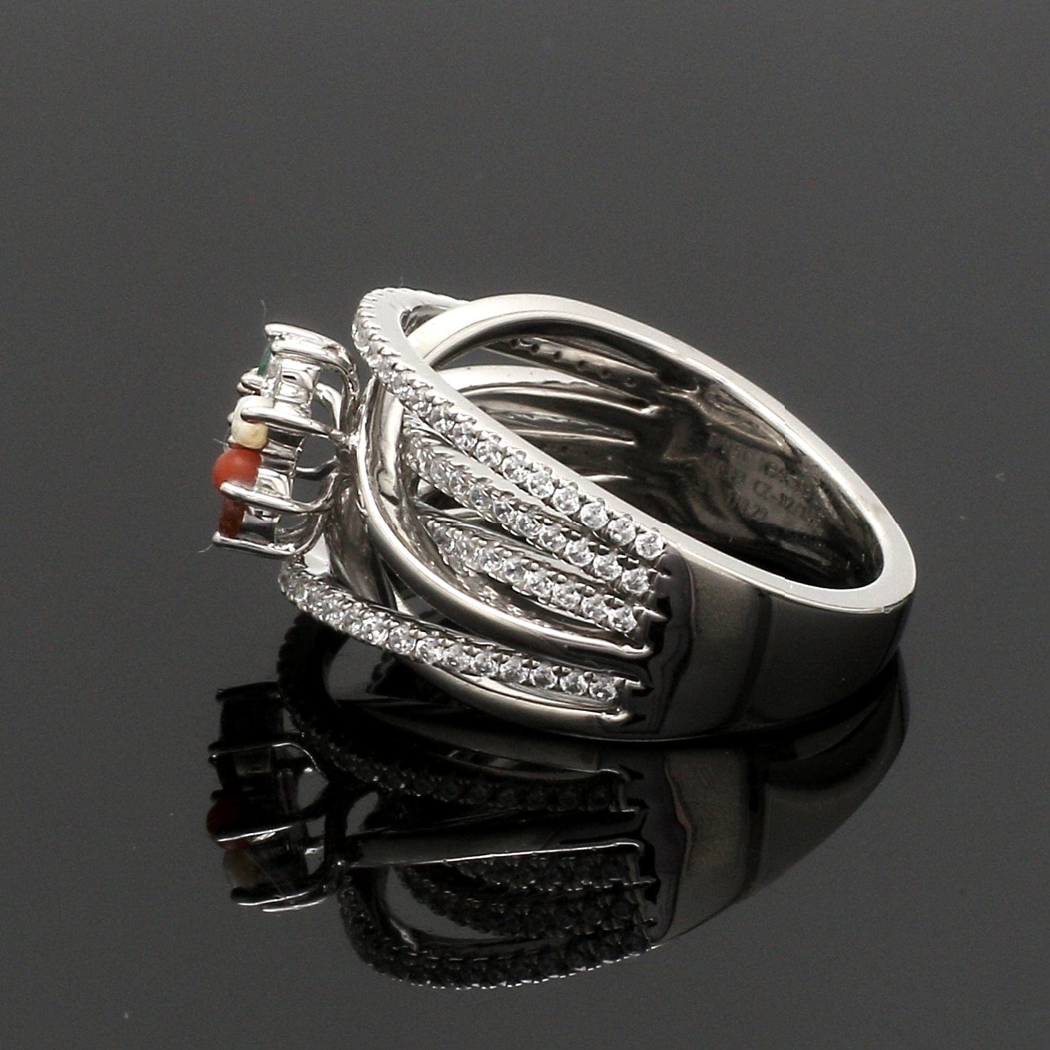 Jewelove™ Rings Women's Band only / SI IJ Customised Ruby Navratan Platinum Ring with Diamond JL PT 1356