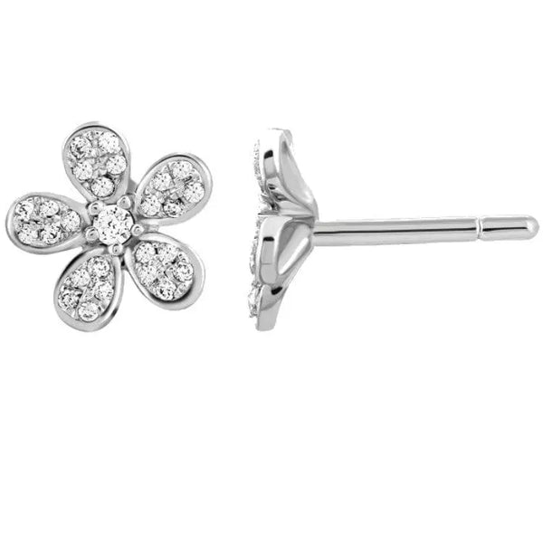 Jewelove™ Earrings Cute Flowery Platinum Earrings with Diamonds JL PT E 158