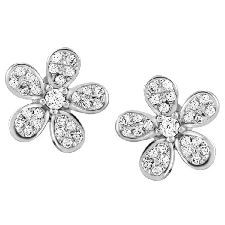 Jewelove™ Earrings SI IJ Cute Flowery Platinum Earrings with Diamonds JL PT E 158