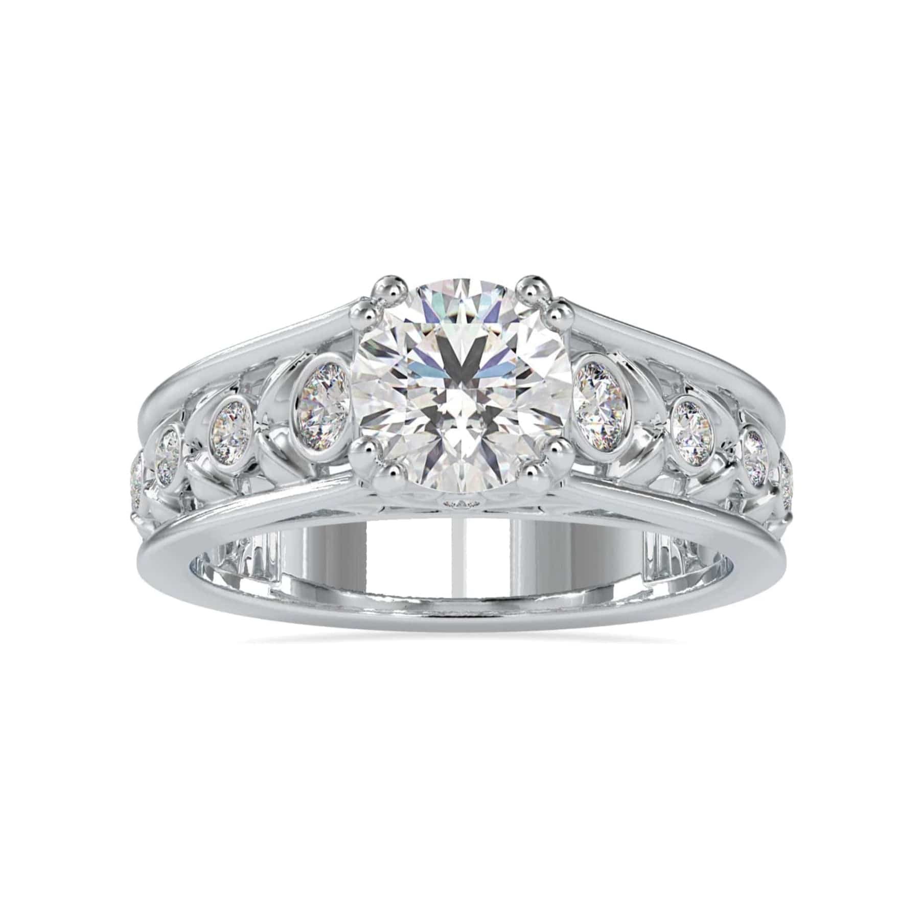 Jewelove™ Rings VS J / Women's Band only Designer 30-Pointer Solitaire Diamond Shank Engagement Ring JL PT 0049