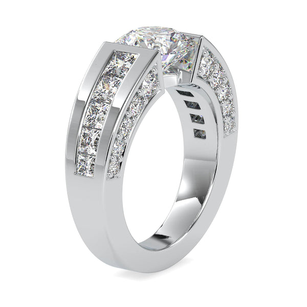 Jewelove™ Rings VS J / Women's Band only Designer 50-Pointer Solitaire with Princess Cut & Round Brilliant Cut Diamond Ring JL PT 0109-B