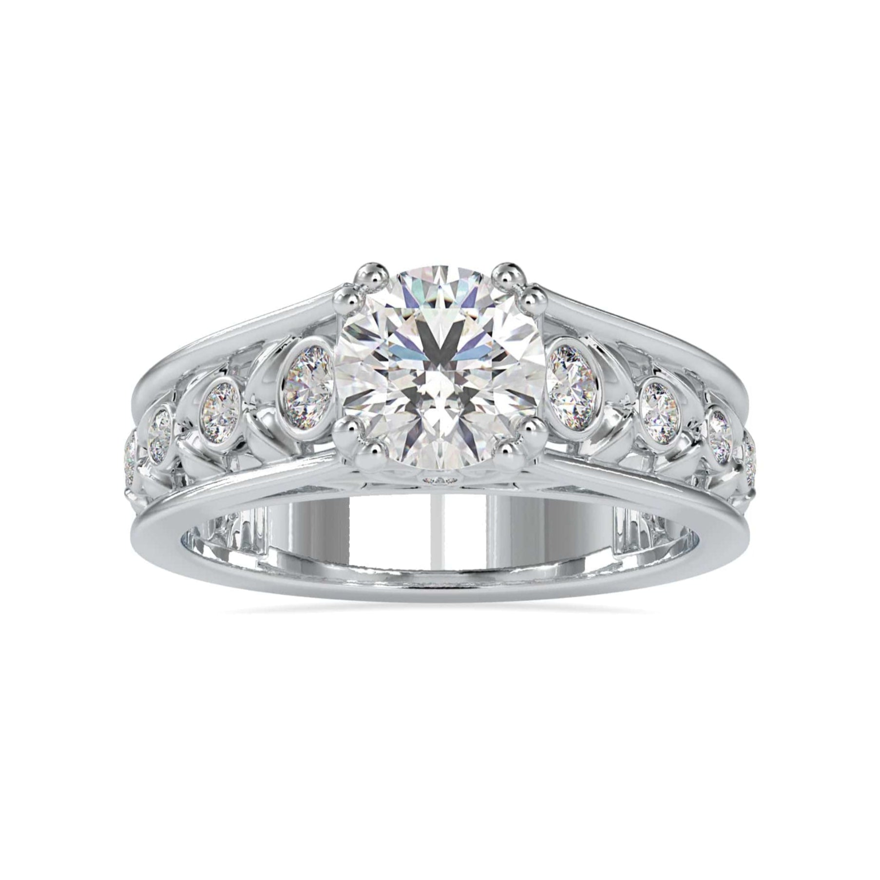 Jewelove™ Rings VS J / Women's Band only Designer 70-Pointer Solitaire Diamond Shank Engagement Ring JL PT 0049-B