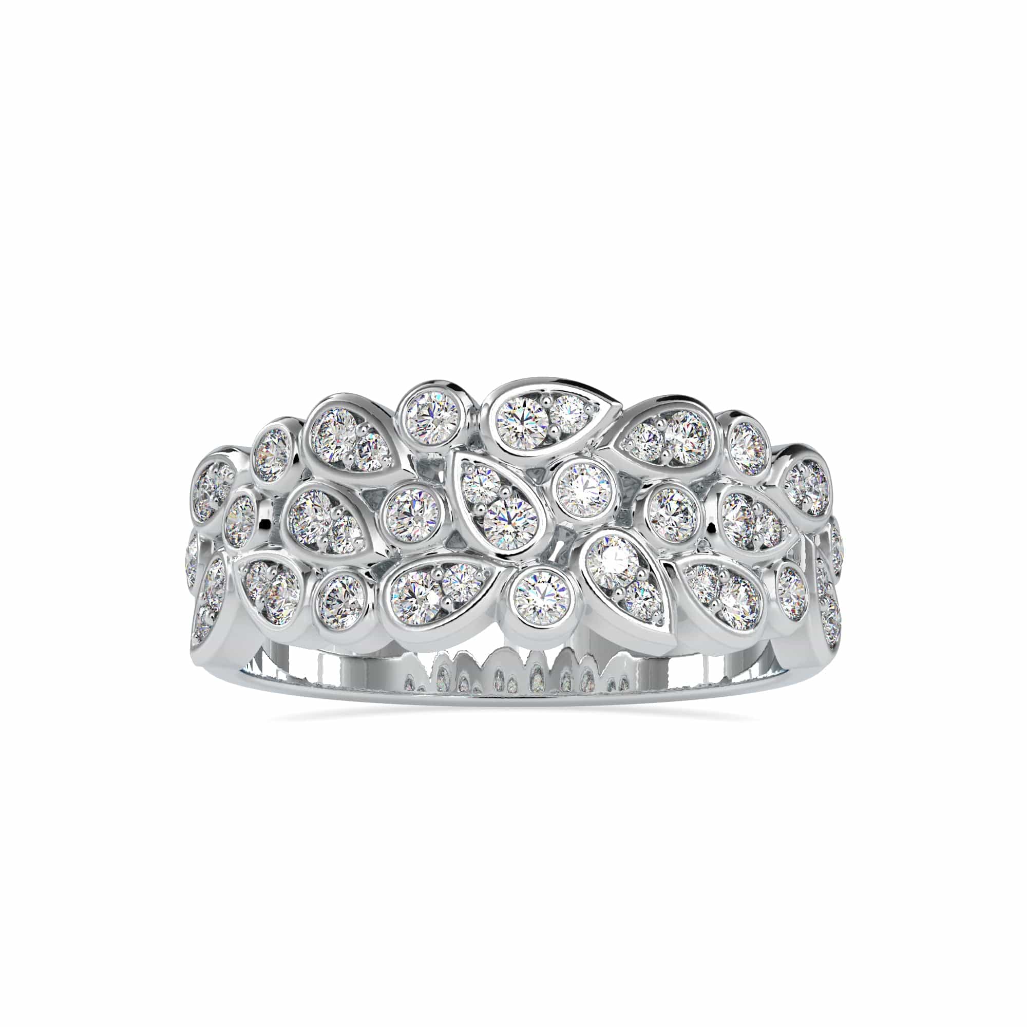 Vintage Five-Row Wide Diamond Band Ring