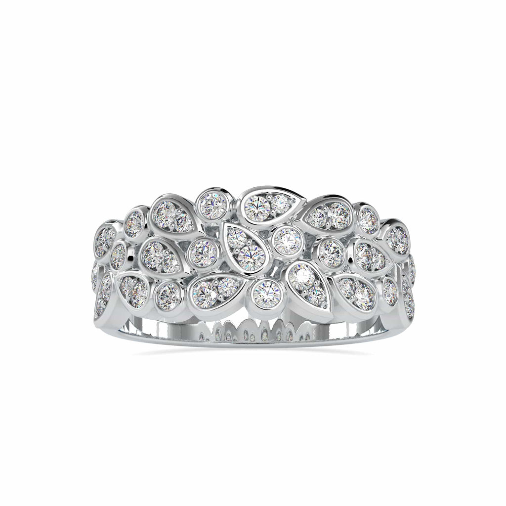 Jewelove™ Rings SI IJ / Women's Band only Designer Broad Platinum Ring with Diamonds for Women JL PT US-0009