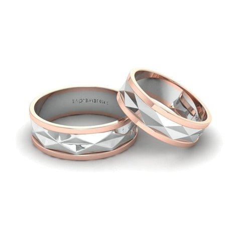 Designer Cut Platinum & Rose Gold Couple Rings JL PT 946