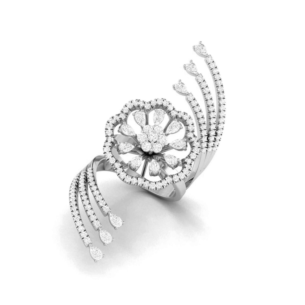 Jewelove™ Rings SI IJ / Women's Band only Designer Diamond Flower Cocktail ring in Platinum for Women JL PT R 006
