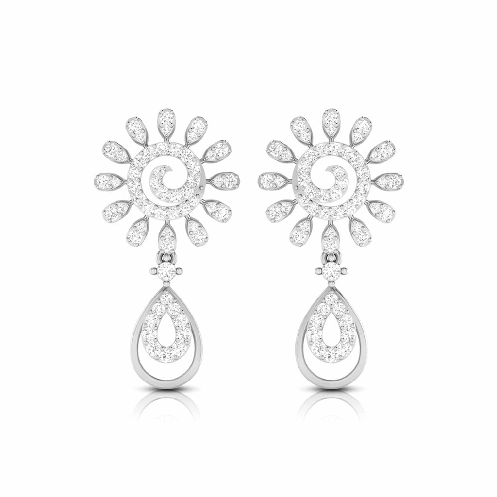 Jewelove™ Earrings SI IJ Designer Hanging Clusters Platinum Earrings with Diamonds JL PT E NK-69
