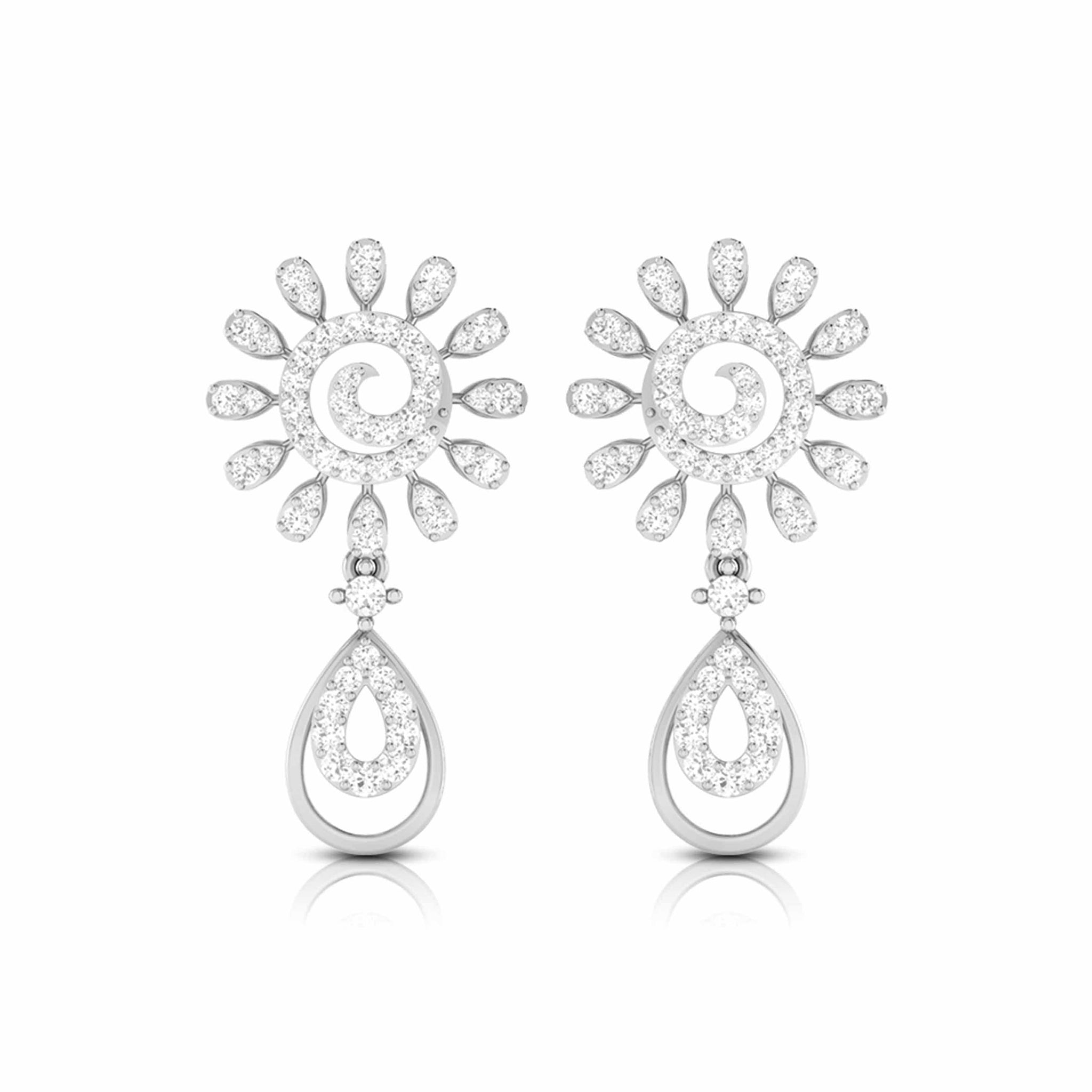 Jewelove™ Earrings SI IJ Designer Hanging Clusters Platinum Earrings with Diamonds JL PT E NK-69