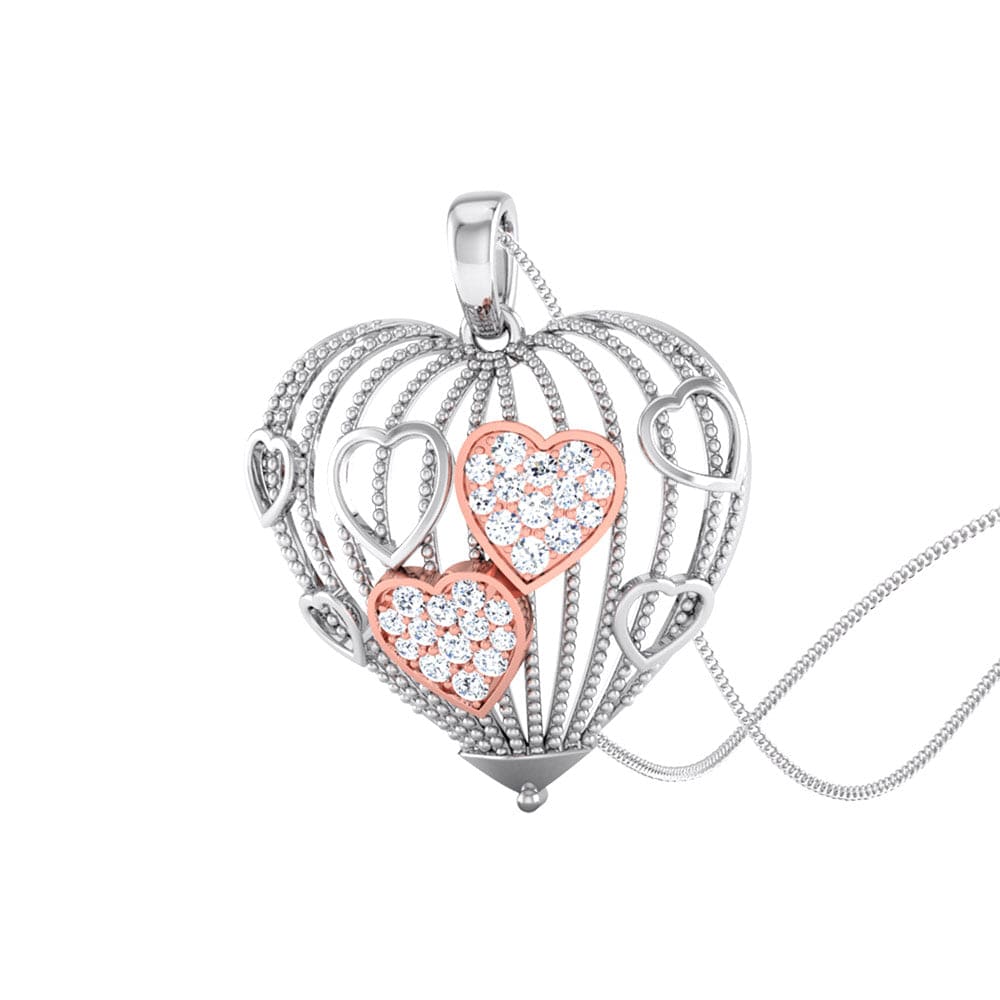 Jewelove™ Pendants SI IJ / Rose Gold Designer Heart of Hearts Rose Gold Platinum Pendant with Diamonds JL PT P 8000