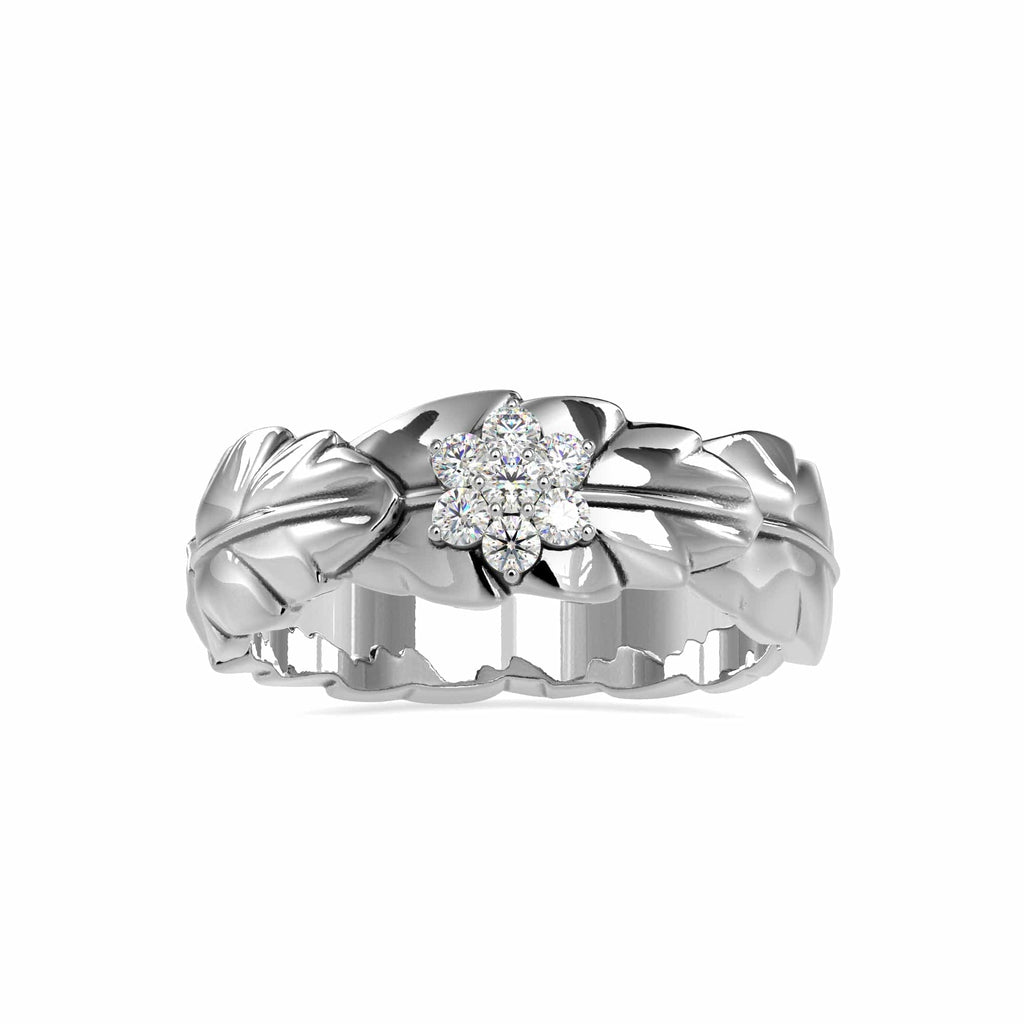 Jewelove™ Rings Designer Leaf Platinum Diamond Ring for Women  JL PT 0163