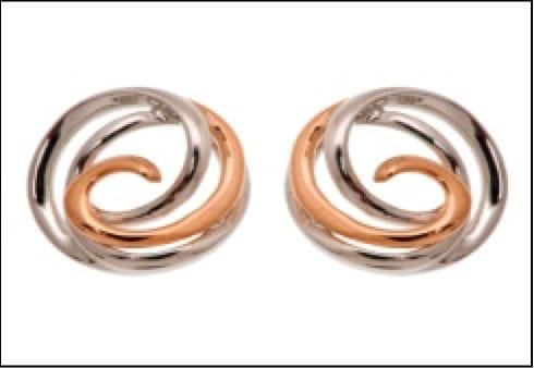 Jewelove™ Earrings Designer Plain Platinum & Rose Gold Earrings JL PT E