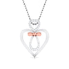 Jewelove™ Pendants SI GH Designer Platinum and Rose Gold Double Heart Bow Pendant with Diamonds JL PT P 8082