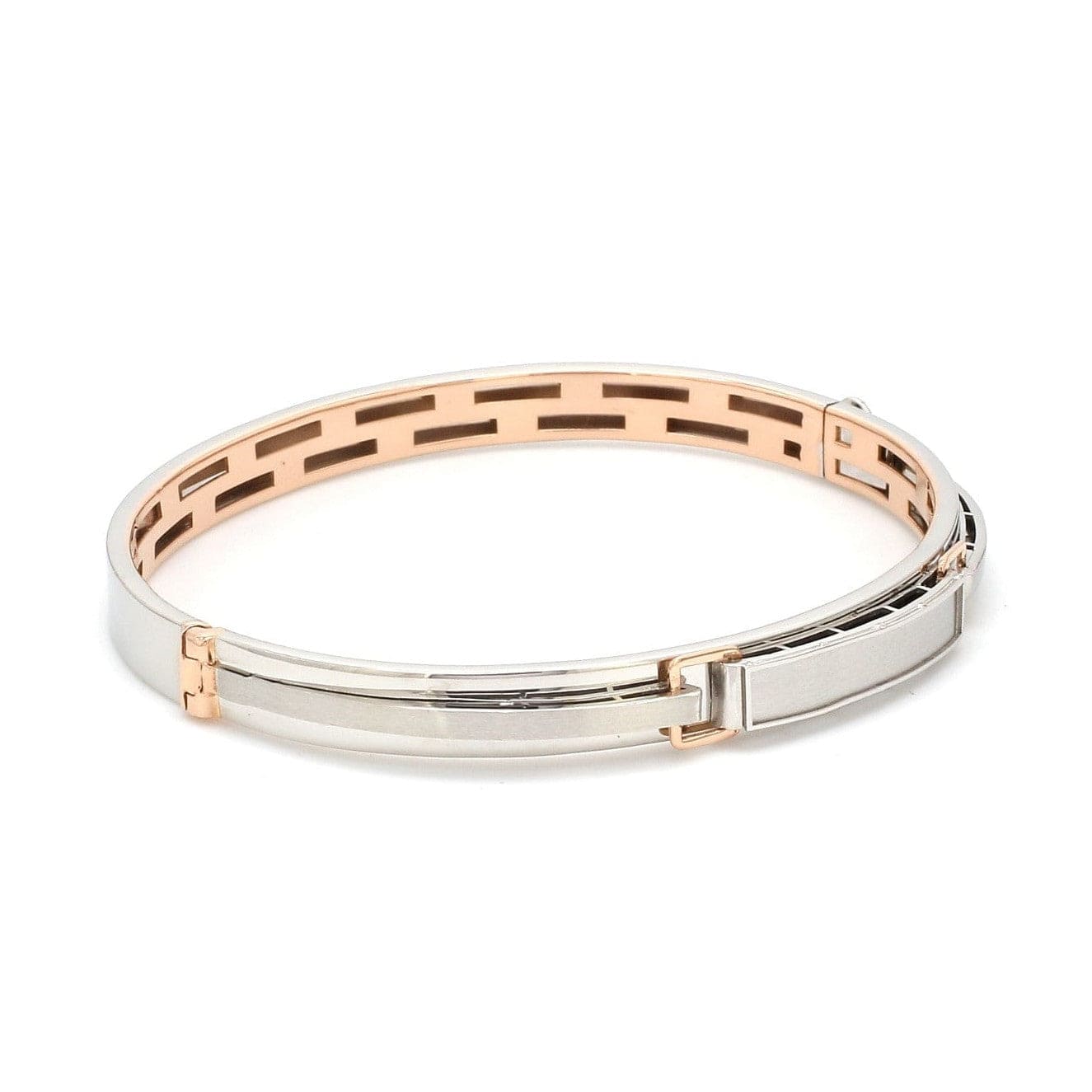 Jewelove™ Bangles & Bracelets Designer Platinum Bracelet with Rose Gold for Men JL PTB 0410