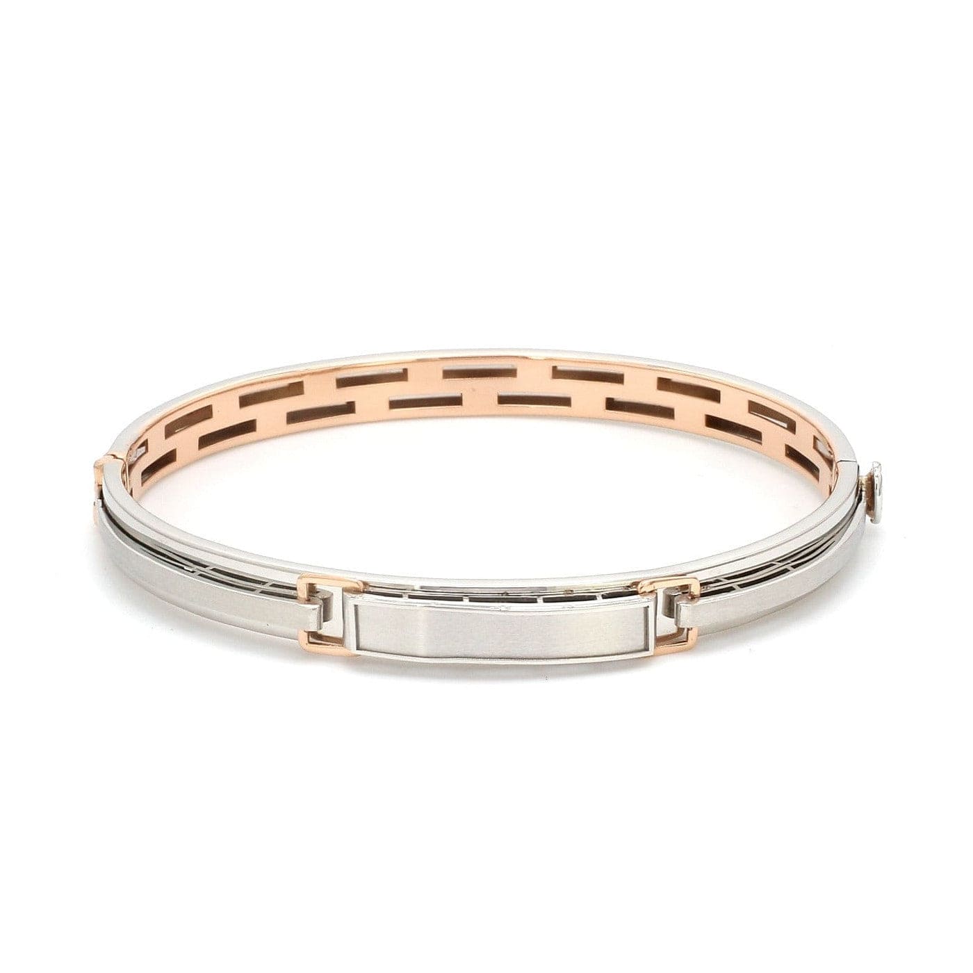 Jewelove™ Bangles & Bracelets Designer Platinum Bracelet with Rose Gold for Men JL PTB 0410