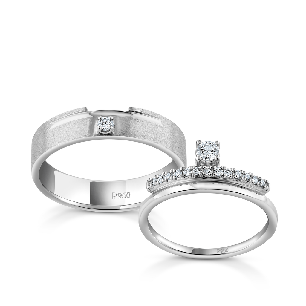 Jewelove™ Rings Both Designer Platinum Couple Diamonds Ring JL PT 1261