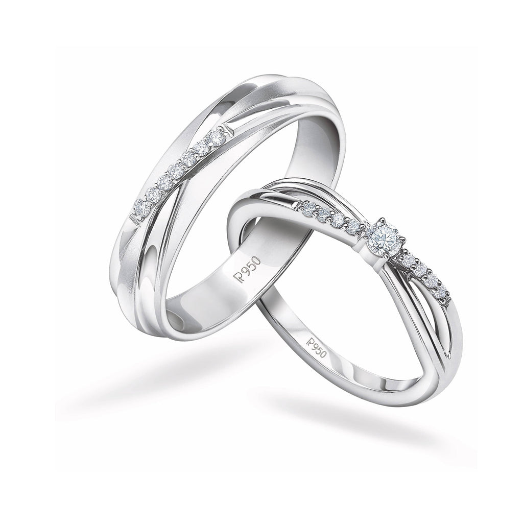 Jewelove™ Rings VVS GH / Both Designer Platinum Couple Rings with Diamonds JL PT 912