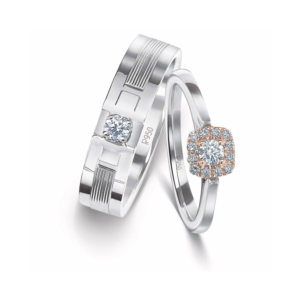 Jewelove™ Rings Both / SI IJ Designer Platinum Couple Rings with Diamonds JL PT 920