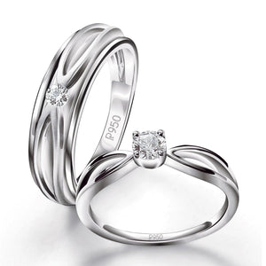 Designer Platinum Couple Rings with Single Diamonds JL PT 525