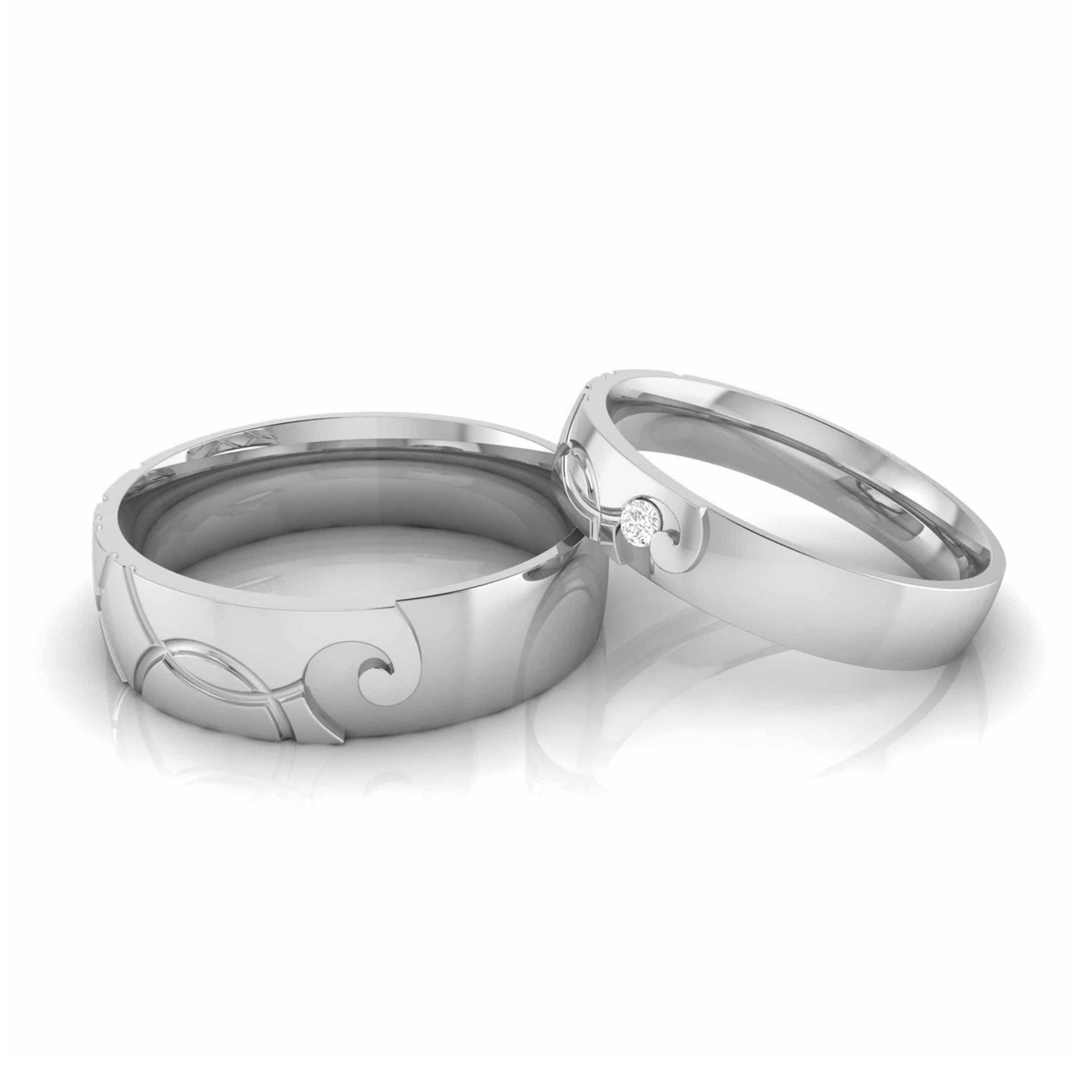 Jewelove™ Rings Both Designer Platinum Diamond Couple Ring JL PT CB 142
