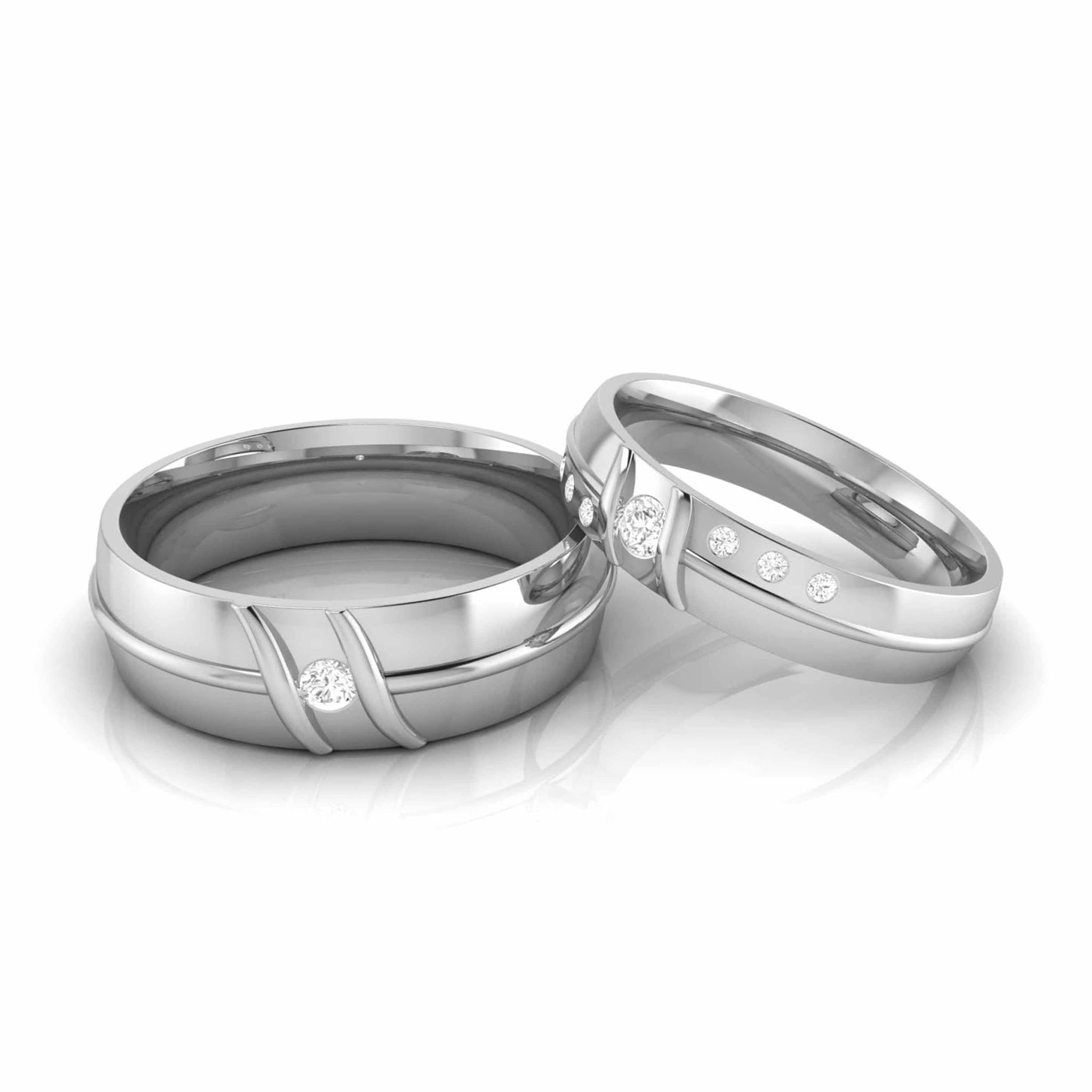 Jewelove™ Rings Both Designer Platinum Diamond Couple Ring JL PT CB 144