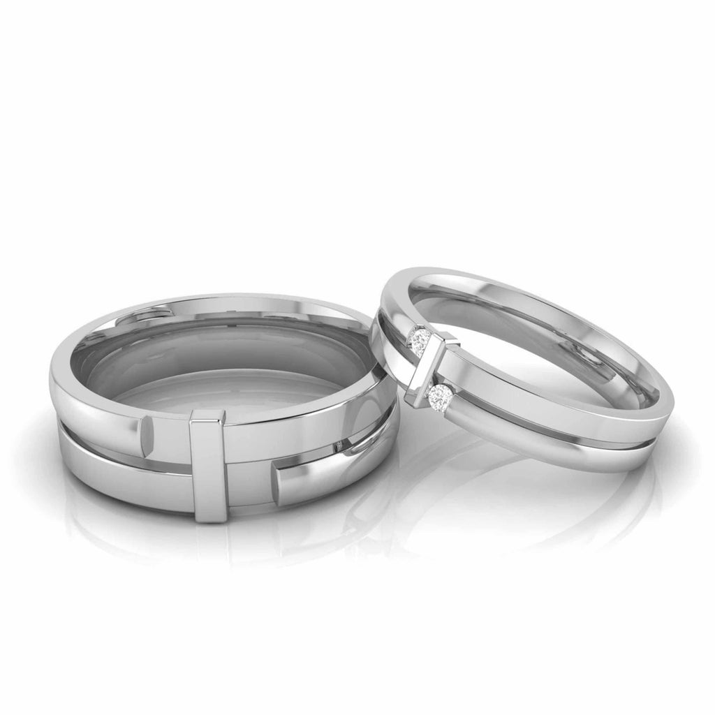 Jewelove™ Rings Both / SI IJ Designer Platinum Diamond Couple Ring JL PT CB 54