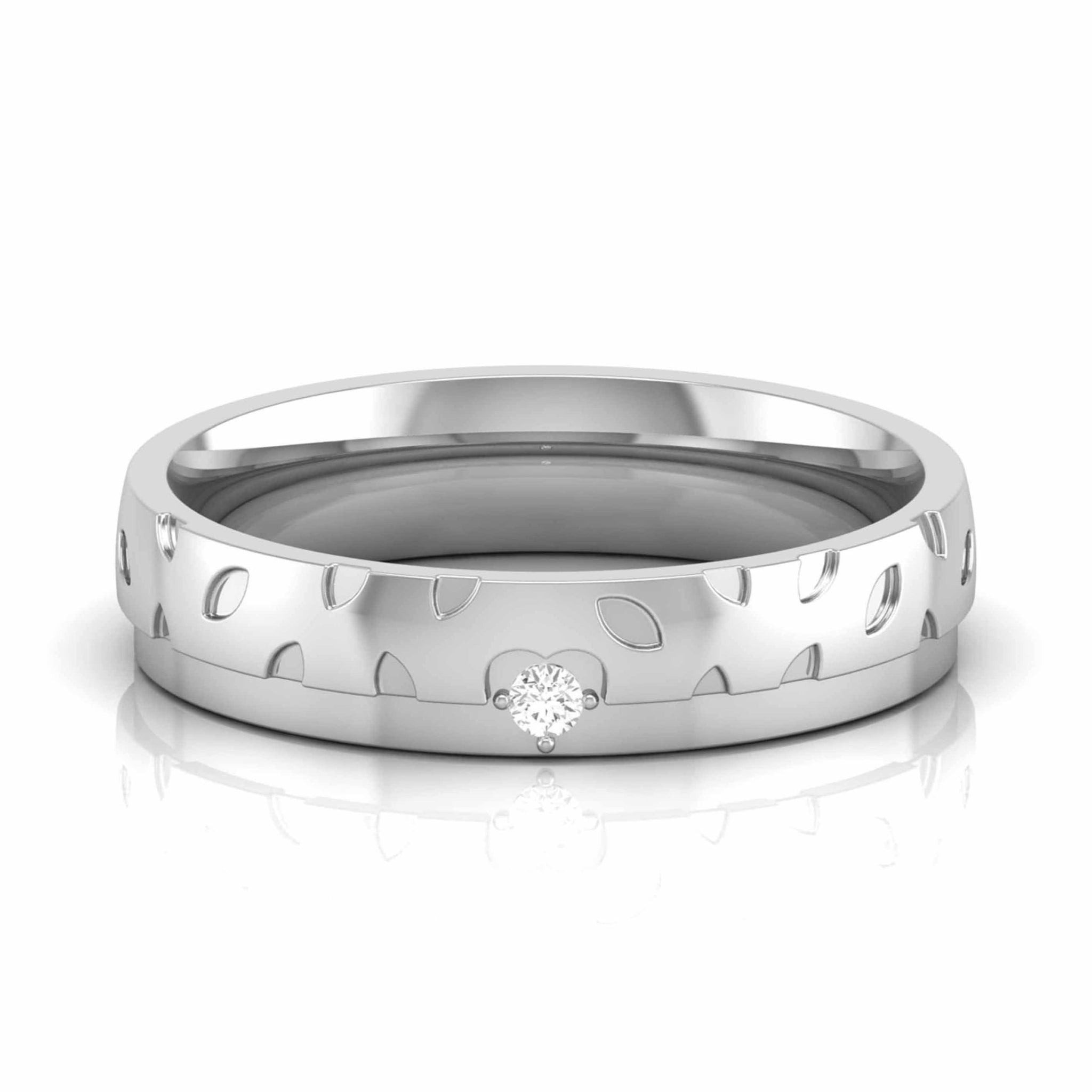 Jewelove™ Rings Women's Band only / SI IJ Designer Platinum Diamond Couple Ring JL PT CB 89