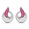 Jewelove™ Earrings Red Designer Platinum Diamond Earrings With Emerald for Women JL PT E NL8676