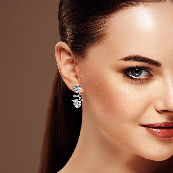 Jewelove™ Earrings Designer Platinum Diamond Heart Earrings for Women JL PT E LC837
