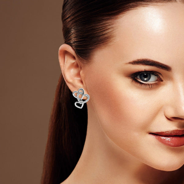 Jewelove™ Earrings Designer Platinum Diamond Heart Earrings JL PT E LC808