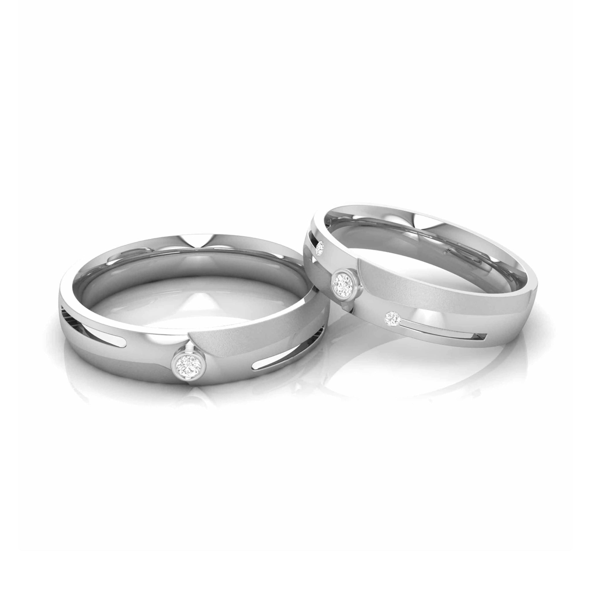Jewelove™ Rings Both / SI IJ Designer Platinum Diamond Love Bands JL PT CB 60