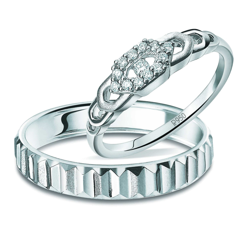 Jewelove™ Rings Both / SI IJ Designer Platinum Diamonds Couple Rings JL PT 931