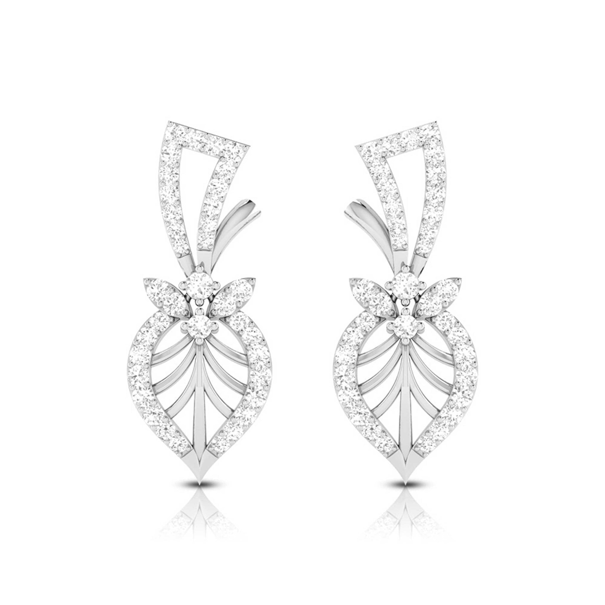 Jewelove™ Earrings SI IJ Designer Platinum Earrings with Diamonds for Women JL PT E NK-52