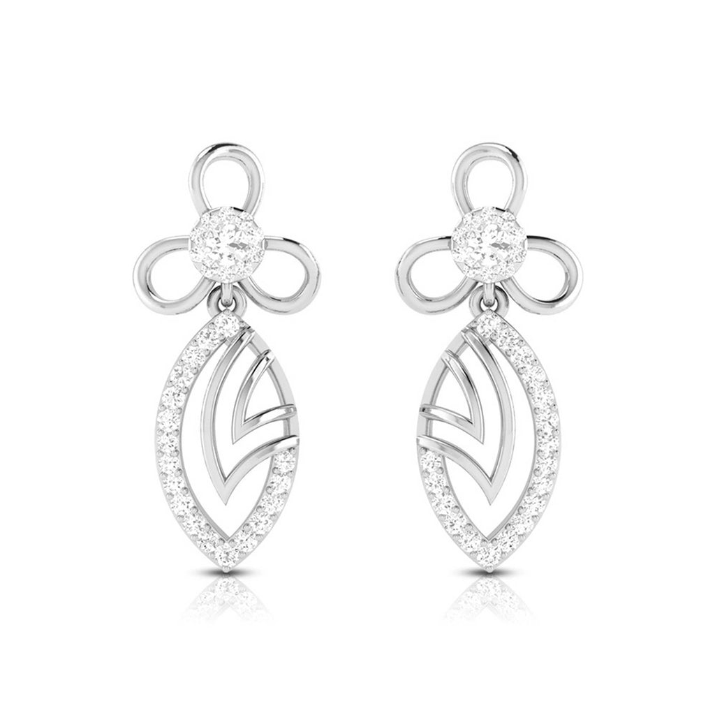 Jewelove™ Earrings SI IJ Designer Platinum Earrings with Diamonds for Women JL PT E NK-57