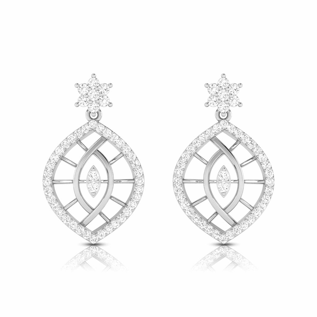 Jewelove™ Earrings SI IJ Designer Platinum Earrings with Diamonds JL PT E NK-63