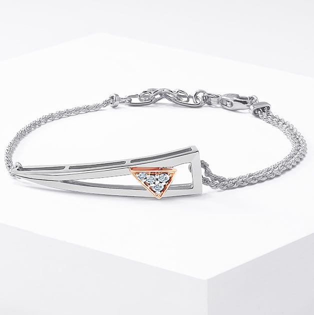 Jewelove™ Bangles & Bracelets Designer Platinum Evara Rose Gold Diamond Bracelet for Women JL PTB 759