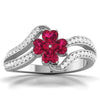 Jewelove™ Rings Designer Platinum Hear Ruby Diamond Ring for Women JL PT R8190