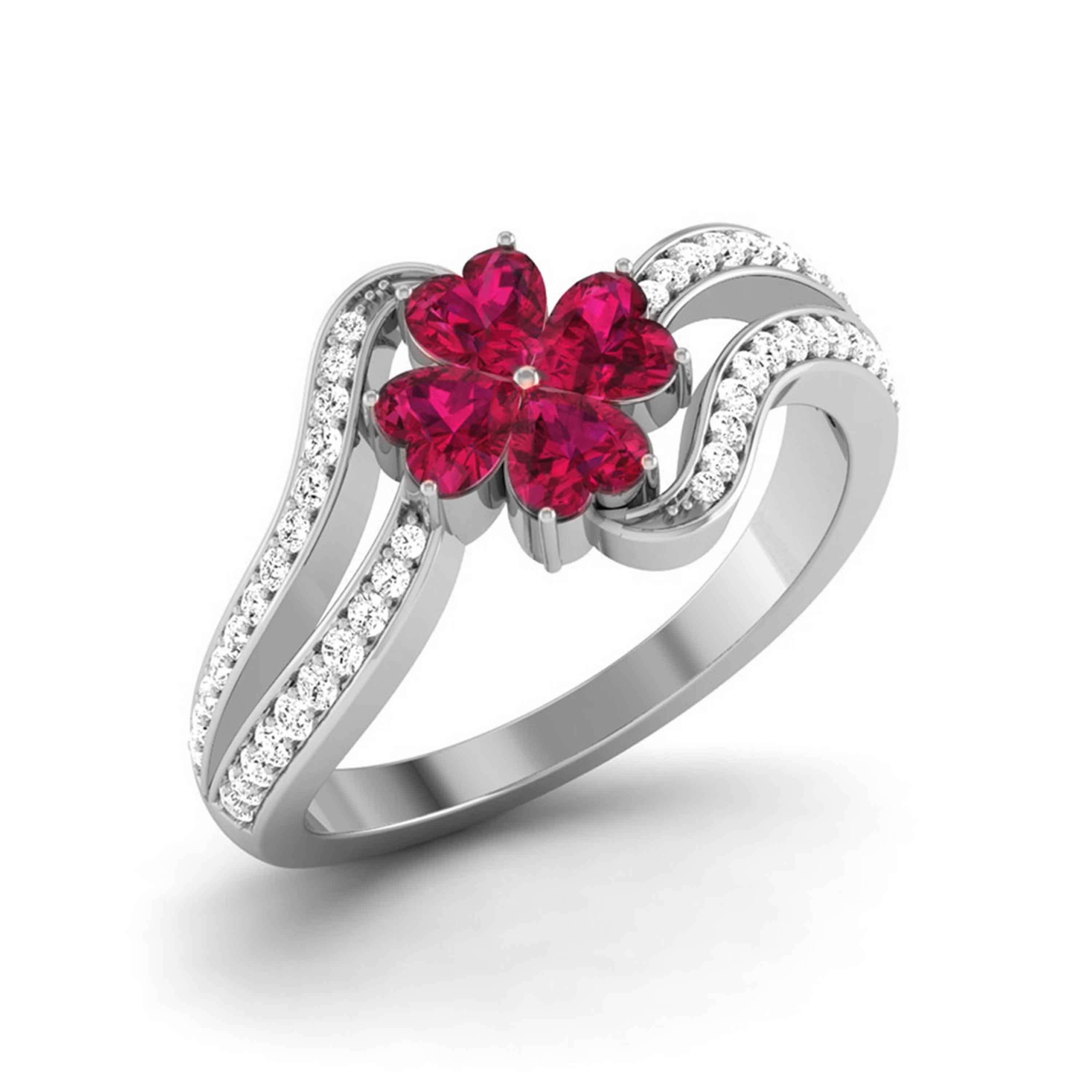 Kite cut red ruby engagement ring art deco rose gold moissanite ring m –  WILLWORK JEWELRY