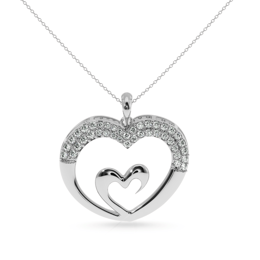 Jewelove™ Pendants SI IJ Designer Platinum Heart Diamond Pendant for Women JL PT P LC936