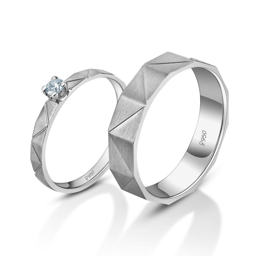 Jewelove™ Rings Both / SI IJ Designer Platinum Love Bands with Diamond JL PT 1064