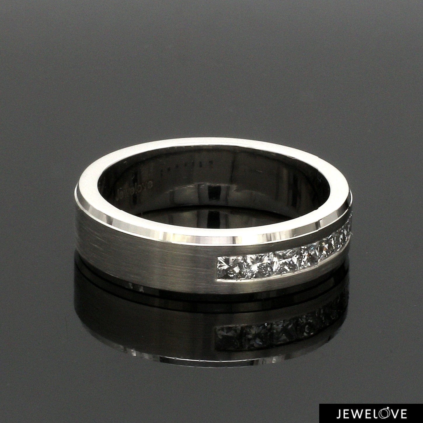 Jewelove™ Rings Designer Platinum Love Bands with Diamond JL PT 1067