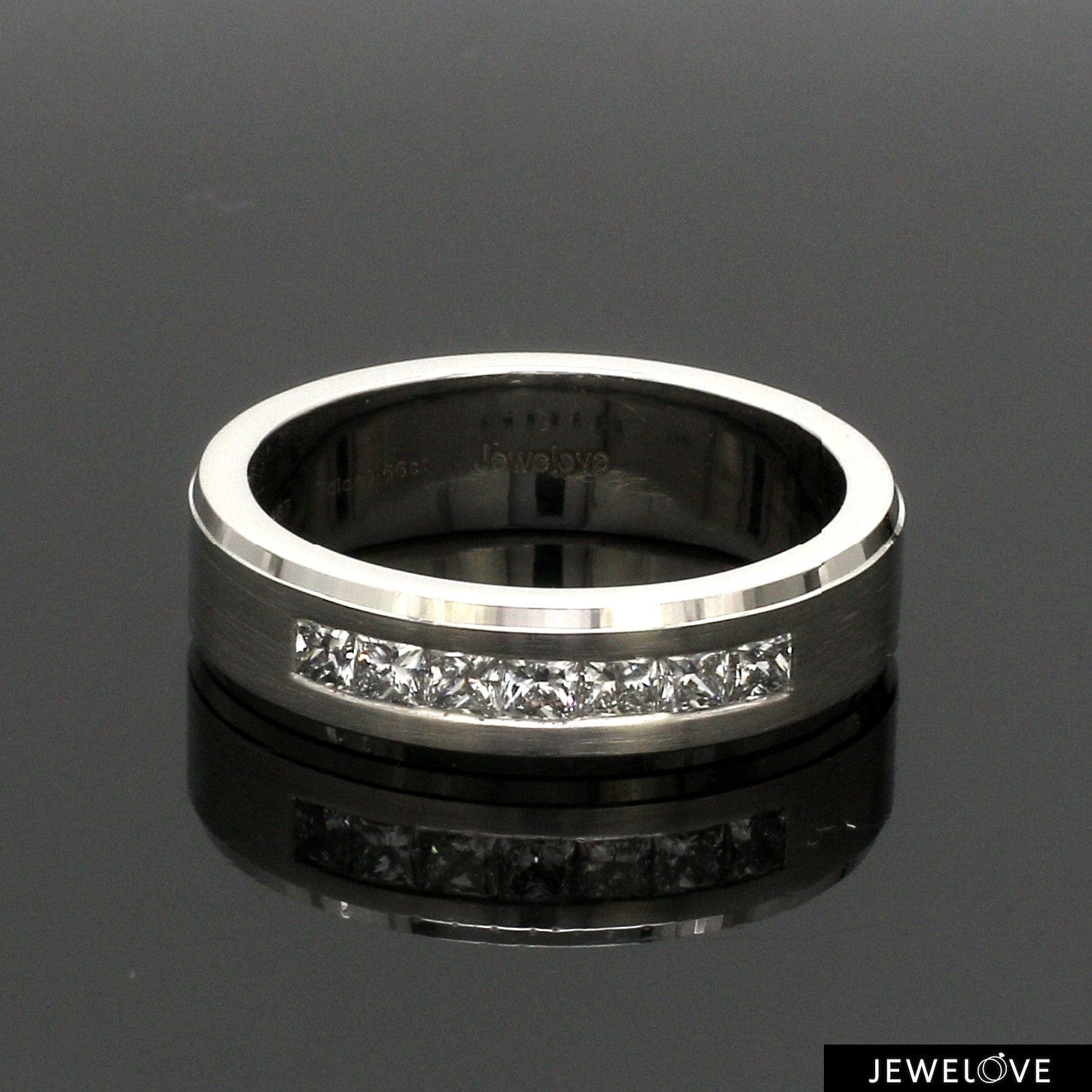 Jewelove™ Rings Designer Platinum Love Bands with Diamond JL PT 1067
