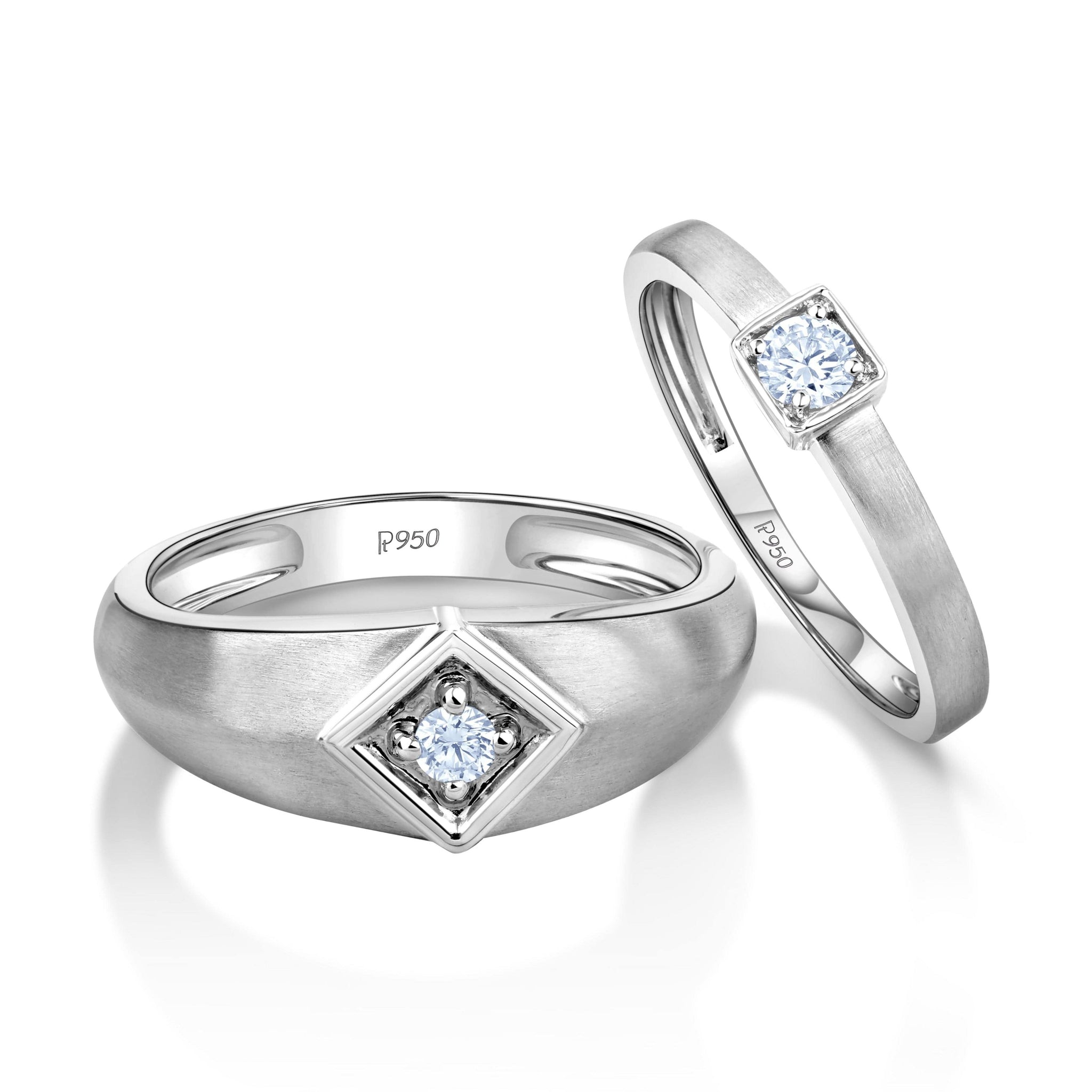 Jewelove™ Rings Both / SI IJ Designer Platinum Love Bands with Diamond JL PT 1068