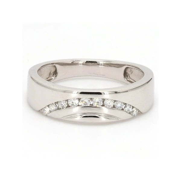 Jewelove™ Rings Men's Band only / SI IJ Designer Platinum Love Bands with Diamonds in a Curve SJ PTO 237